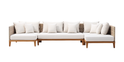 Outdoor sectional sofa isolated on transparent background. PNG file, cut out. AI Generated