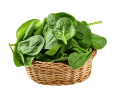 Bundle of fresh spinach isolated on transparent background. PNG file, cut out. AI Generated