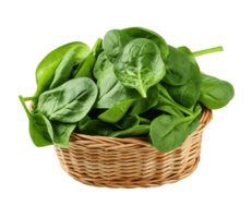 Bundle of fresh spinach isolated on transparent background. PNG file, cut out. AI Generated