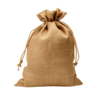 Burlap sack bag isolated on transparent background. PNG file, cut out. AI Generated