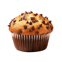 Chocolate muffin cake isolated on transparent background. PNG file, cut out. AI Generated