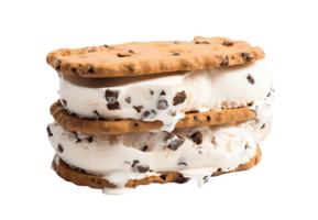 Chocolate ice cream sandwich isolated on transparent background. PNG file, cut out. AI Generated