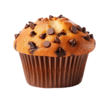 Chocolate muffin cake isolated on transparent background. PNG file, cut out. AI Generated