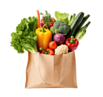 papier sac avec des légumes isolé sur transparent Contexte. png déposer, Couper dehors. ai généré