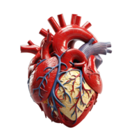 3d Realistic Human Heart isolated on transparent background. PNG file, cut out. AI Generated