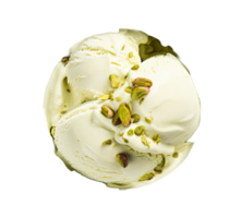 Scoop of pistachio ice cream isolated on transparent background. PNG file, cut out. AI Generated