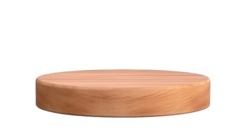 Empty Wooden round podium for product display presentation isolated on transparent background. PNG file, cut out. AI Generated