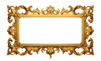 dorado barroco decorativo lujo foto marco aislado en transparente antecedentes. png archivo, cortar afuera. ai generado