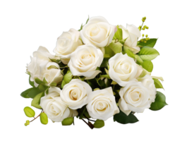 blanco rosas ramo de flores de jardín flores floral arreglo aislado en transparente antecedentes. png archivo, cortar afuera. ai generado