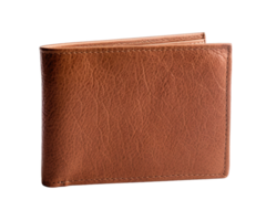 Brown leather wallet isolated on transparent background. PNG file, cut out. AI Generated