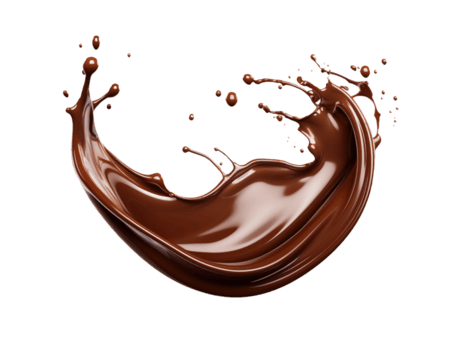 choklad stänk isolerat på transparent bakgrund. png fil, skära ut. ai genererad