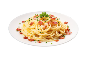 spaghetti carbonara isolerat på transparent bakgrund. png fil, skära ut. ai genererad