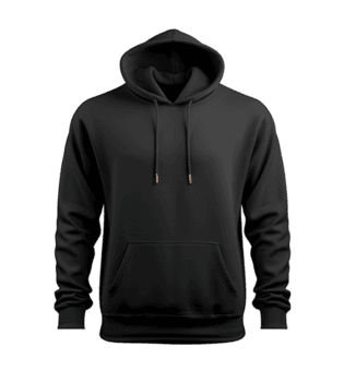 Preto moletom com capuz frente lado brincar modelo isolado em transparente fundo. png arquivo, cortar fora. ai gerado