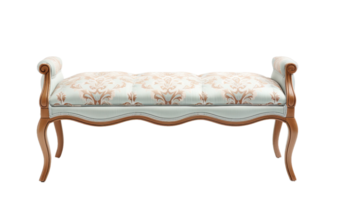 Upholstered bench isolated on transparent background. PNG file, cut out. AI Generated