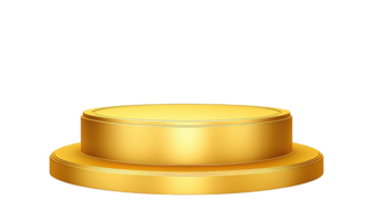 Empty gold round Podium for product display presentation isolated on transparent background. PNG file, cut out. AI Generated