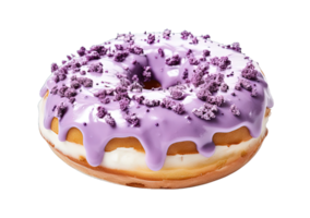 Taro donut isolated on transparent background. PNG file, cut out. AI Generated