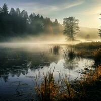 impresionista paisajes en el neblina, ai generativo foto