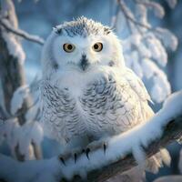 Image of a snow owl realistic, AI generative photo