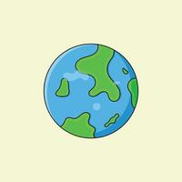 Cartoon planet icon minimal design. Earth day or environment concept. Save The World. Vector illustration