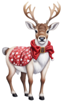 Christmas reindeer isolated. Watercolor illustration. AI Generative png