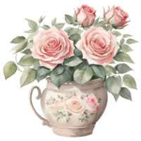 aquarelle fleur dans pot. ai génératif png