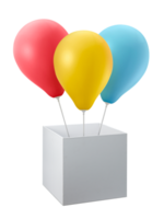 Balloon flying out of magic little box, transparent background png