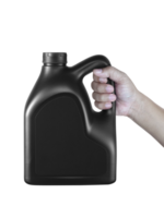 en burk med motor olja i en hand, transparent bakgrund png
