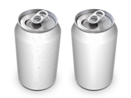 Aluminium cans with water drops. soda, lemonade, juice, energy drink mockups, transparent background png