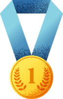 Award ribbon gold medal number first icon isolated illustration png