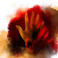 Violence hand texture Red watercolor Background png