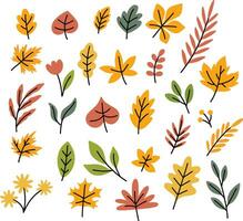 otoño haz de linda y acogedor diseño elementos. conjunto de otoño leña menuda con hojas, follaje. de colores plano vector ilustración aislado en blanco antecedentes