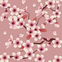 Japanese Flower Sakura Seamless Pattern vector