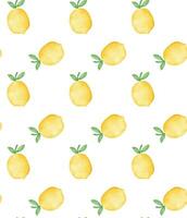 Lemon Watercolor Seamless Pattern, Citrus Fruit Background vector