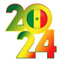 Happy New Year 2024 banner with Senegal flag inside. Vector illustration.