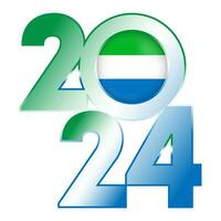Happy New Year 2024 banner with Sierra Leone flag inside. Vector illustration.