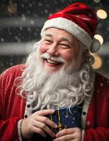 ai generative Santa Claus enjoys being with children on the blessed Christmas Eve photo