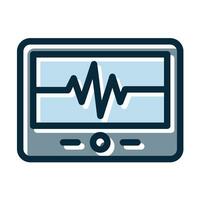 Cardiac Monitor Vector Thick Line Filled Dark Colors Icons For Personal And Commercial Use.