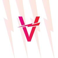 v letra logo con el eléctrico firmar, electricidad logo, poder energía logo, y icono vector