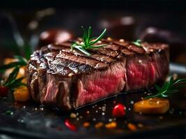 Appetizing sirloin steak, food art. ai generative photo