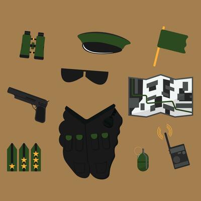 police or military accessories hand drawn vector