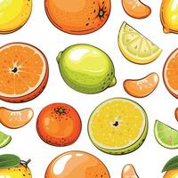 Colorful Seamless Pattern with fresh fruits.  Seamless pattern with citruses. Food Pattern. Fruits Background. Mixed fruits Pattern. Kitchen vibrant design. Colorful vector illustration