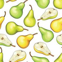 Colorful Seamless Pattern with fresh fruits.  Seamless pattern with pears. Food Pattern. Fruits Background. Mixed fruits Pattern. Kitchen vibrant design. Colorful vector illustration