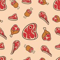 beef meat cartoon seamless pattern vector