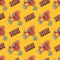vintage style steak cartoon character wrapping pepper vector