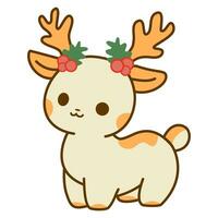 reindeer cartoon kawaii vector