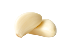 Fresh peeled white garlic cloves in stack isolated with clipping path in png file format