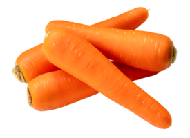 top visie van vers oranje wortels in stack geïsoleerd met knipsel pad in PNG het dossier formaat dichtbij omhoog van gezond groente wortel