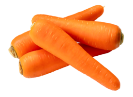 Top view of fresh orange carrots in stack isolated with clipping path in png file format Close up of healthy vegetable root