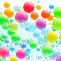 Bright abstract background of rainbow-colored balloons. Ai generated. photo