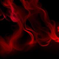 Shiny smoke. Glitter fluid. Red color particles texture paint waves on dark black abstract background. AI generated. photo